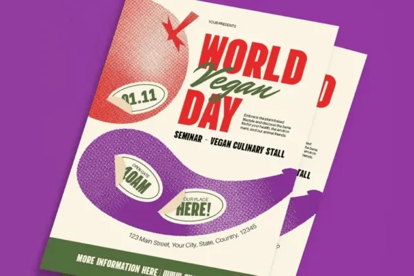 Beige Pixel Art World Vegan Day Flyer Set - Image 3