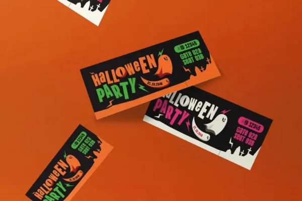 Black Flat Design Halloween Party Ticket - Image 2