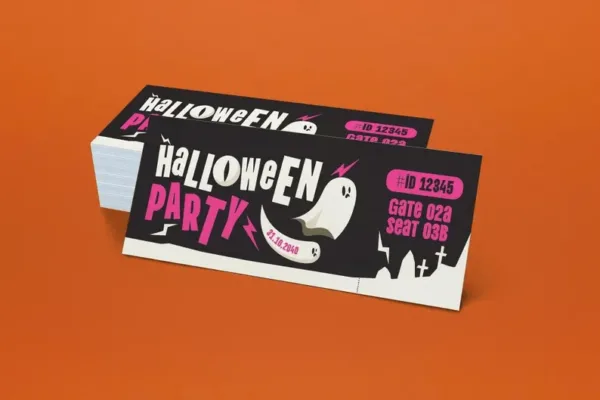 Black Flat Design Halloween Party Ticket - Image 3