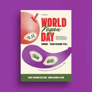 Beige Pixel Art World Vegan Day Flyer Set