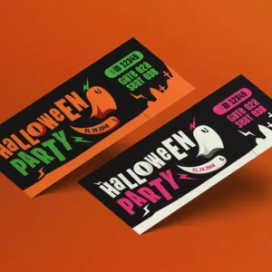 Black Flat Design Halloween Party Ticket