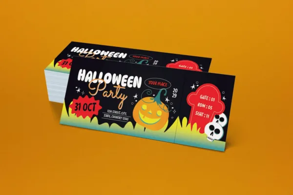 Black Red Flat Design Halloween Party Ticket - Image 2