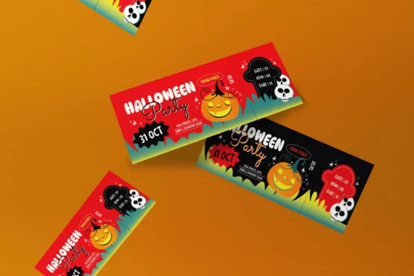 Black Red Flat Design Halloween Party Ticket - Image 3