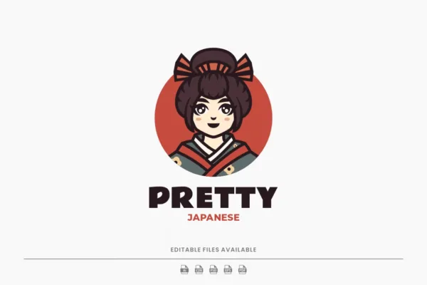 Geisha Mascot Cartoon Logo