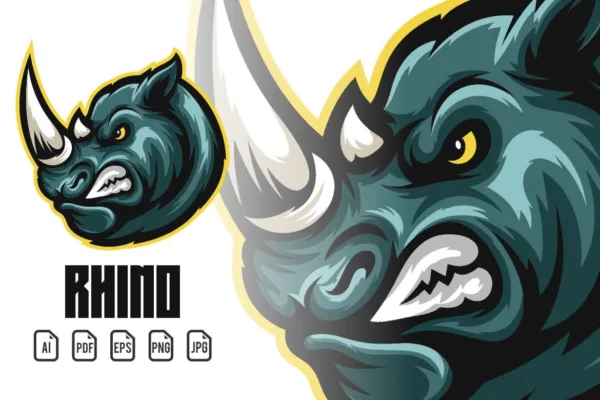 Rhino Mascot Logo Illustration