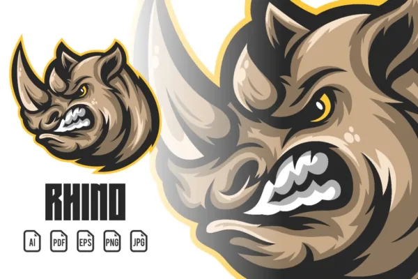 Rhino Mascot Logo Illustration