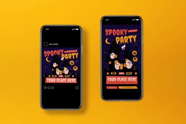 Purple Flat Design Spooky Party Flyer Set - Image 2