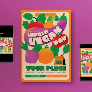 Orange Gradient World Vegan Day Flyer Set