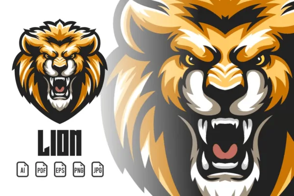 Lion Mascot Logo Illustration