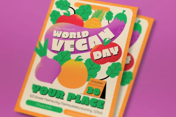 Orange Gradient World Vegan Day Flyer Set - Image 3